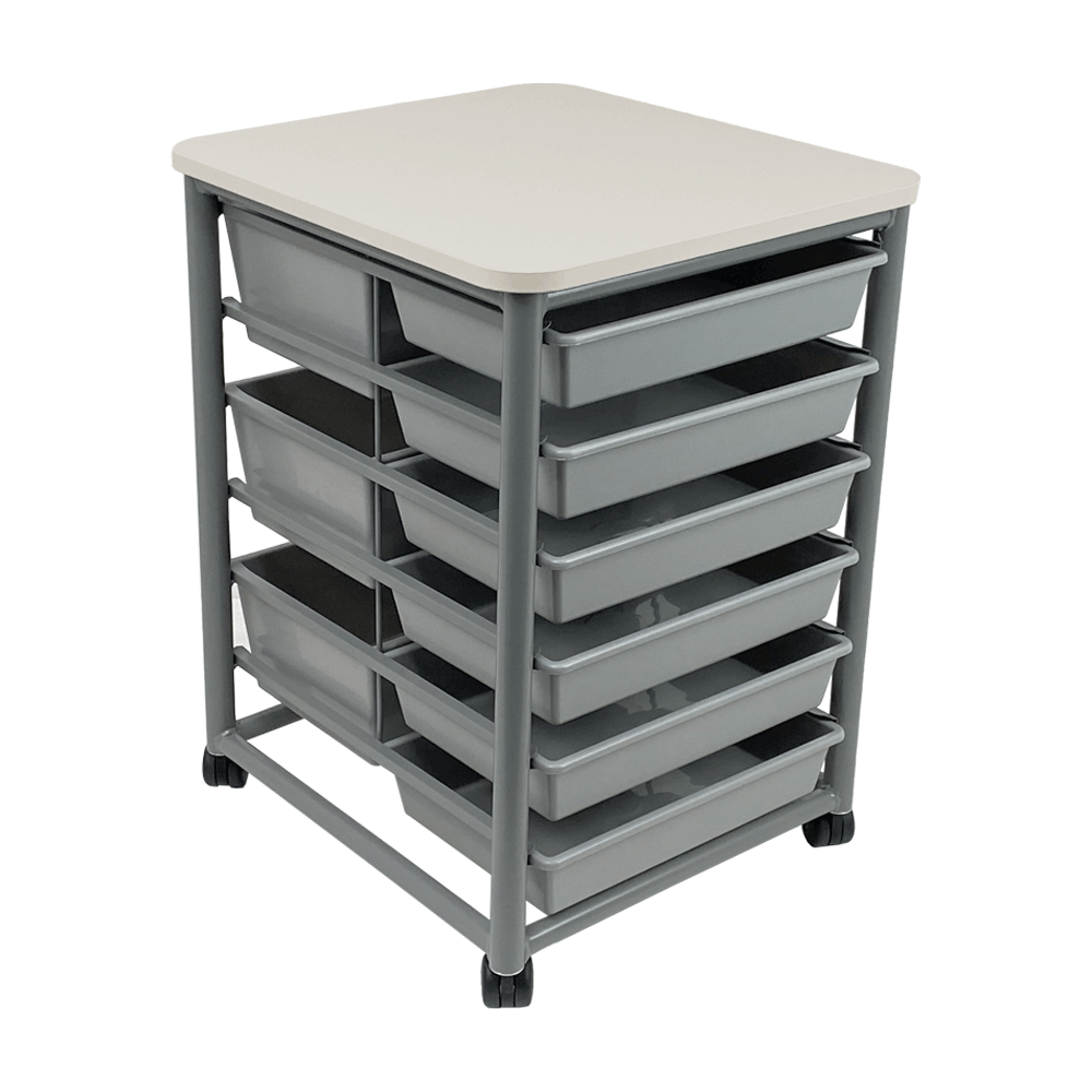 Single Tote Trolley Seal Grey 6 Trays